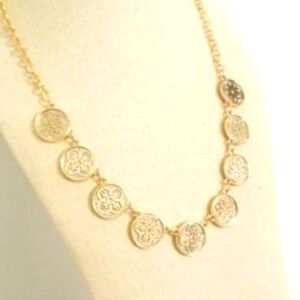Charter Club Gold-Tone Flower Necklace with Glitter Medallion Frontal - Women